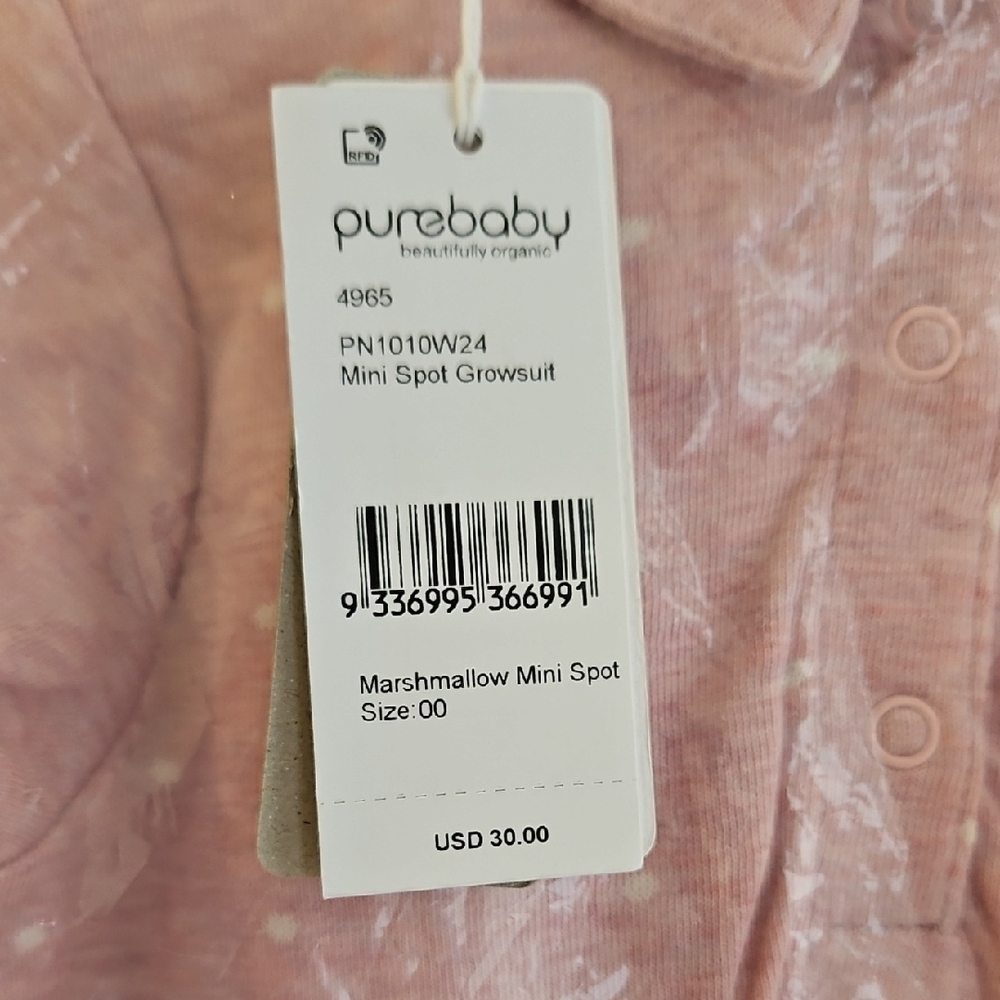 Purebaby Baby Girls Mini Spot Onesie - Picture 3 of 15